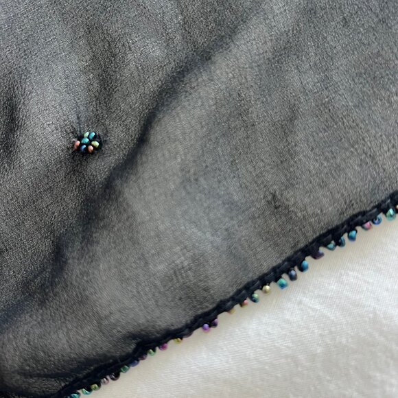 Gauzy black dress scarf with beading - Picture 3 of 4